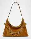 Chloé Womens Gold Khaki Charms Suede Hobo Bag