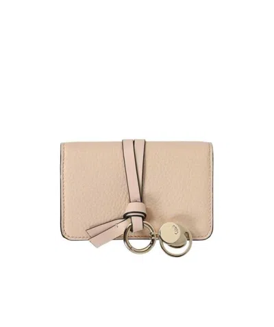 Chloé Logo-charm Leather Wallet In Nude