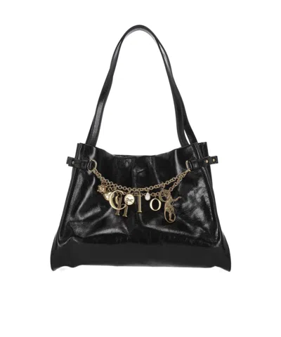 Chloé Logo Charms Hobo Bag In Black