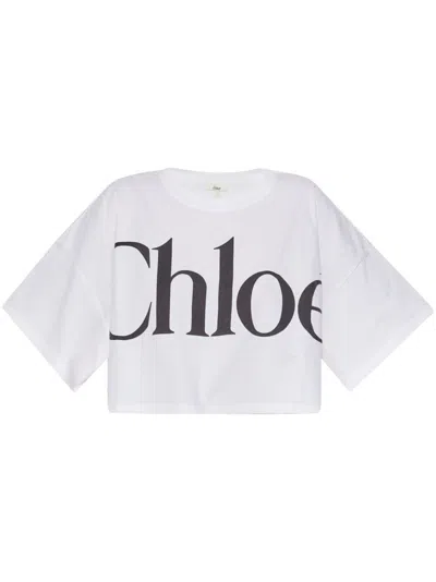 CHLOÉ CHLOÈ LOGO COTTON CROPPED T-SHIRT