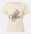 Chloé Pink Crewneck T-shirt With Maxi Logo Print On The Front In Cotton Woman