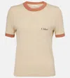 Chloé Cotton Jersey Crew Neck Logo T-shirt In Beige