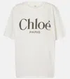 Chloé White Crewneck T-shirt With Logo Print On The Front In Cotton Woman In White