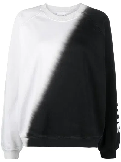 Chloé Organic Cotton Sweatshirt With Two-tone Tie-love Effect And Logo Sleeve In Black