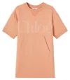 Chloé Kids Logo Cotton Sweatshirt Dress In Brown