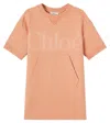 Chloé Kids Logo Cotton Sweatshirt Dress In Brown