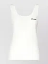 Chloé Embroidered Ribbed Cotton Tank
