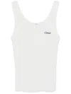 Chloé Women Logo Cotton Tank Top In White