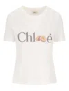 Chloé White Logo Crew Neck T-shirt In White