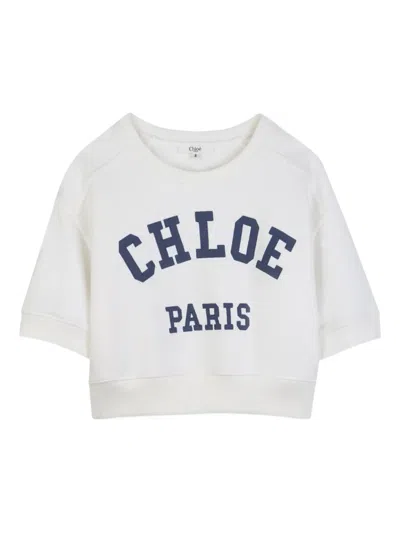 Chloé Kids' Logo Crew-neck T-shirt In White