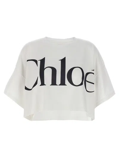 CHLOÉ CHLOÉ LOGO CROP T-SHIRT