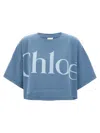 Chloé Oversize Signature Logo Crop Graphic T-shirt In Blue