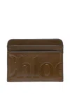 Chloé Logo-debossed Card Holder In Brown