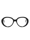 Chloé Logo-debossed Round-frame Glasses In Schwarz