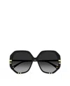Chloé Logo-debossed Square-frame Glasses In Black