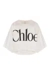 Chloé Logo Print Cropped T-shirt In White