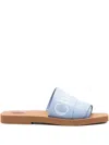 Chloé Logo-detail Flat Slides In Blue