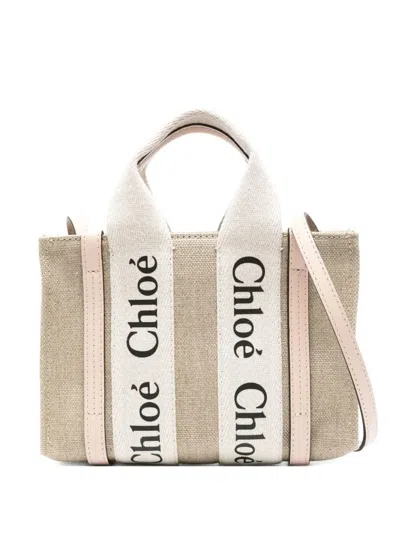 Chloé Women Woody Mini Canvas Tote In Neutral