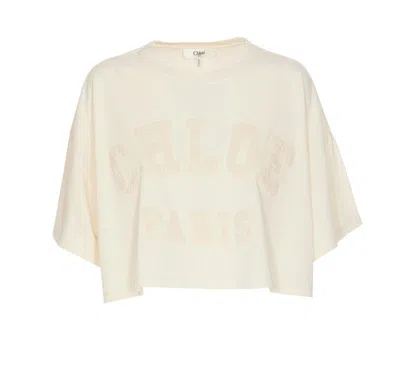 CHLOÉ LOGO DETAILED OVERSIZED CROPPED T-SHIRT