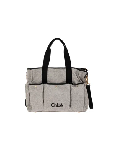 Chloé Logo Diaper Bag In Brown