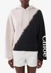 Chloé Logo Dip-dyed Hoodie In Monochrome