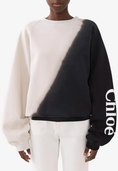 Chloé Logo Dip-dyed Sweater In Monochrome