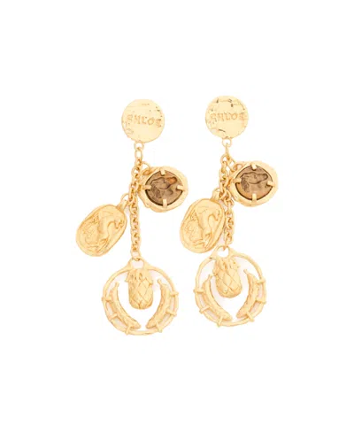 Chloé Logo Earrings In Yellow