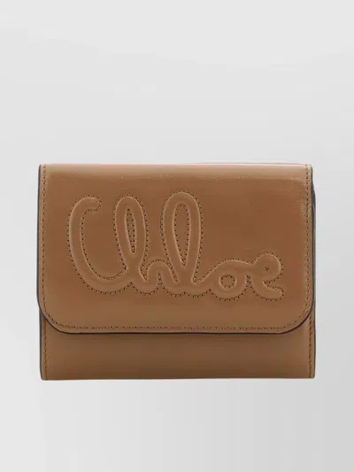CHLOÉ LOGO EMBOSSED LEATHER WALLET WITH FLAP