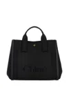 Chloé Canvas Carry Shopping Bag With Top Handles In Black