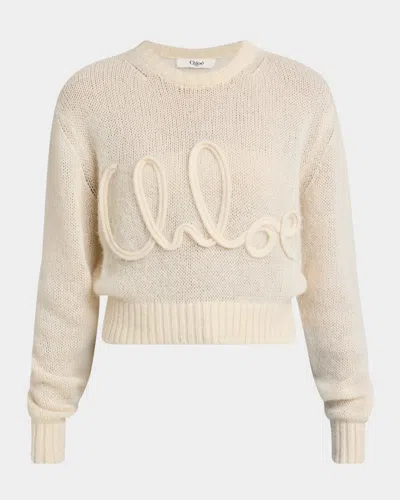 CHLOÉ LOGO EMBROIDERED ALPACA WOOL SWEATER