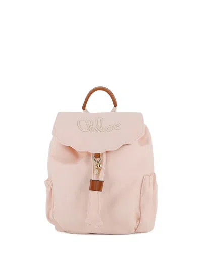 Chloé Kids' Logo-embroidered Backpack In Pink