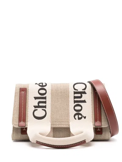 Chloé Logo-embroidered Belt Bag In Beige