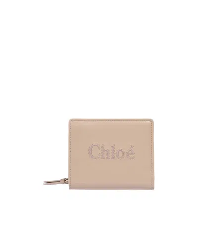 Chloé Logo-embroidered Bi-fold Wallet In Nude | ModeSens