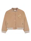 Chloé Peach-pink Wool Blend Bomber Jacket In Brown