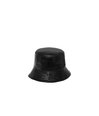 Chloé Chloe Leather Bucket Hat Women In Black