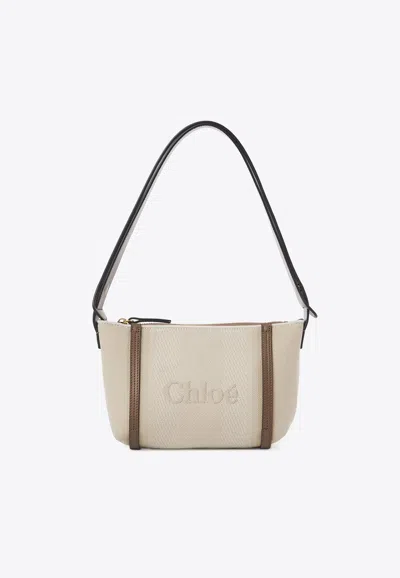 Chloé Logo Embroidered Canvas Shoulder Bag