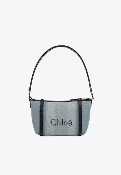 Chloé Logo Embroidered Canvas Shoulder Bag