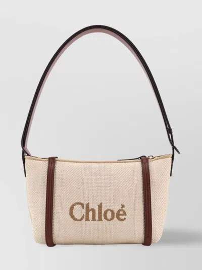 Chloé Logo Embroidered Canvas Shoulder Bag