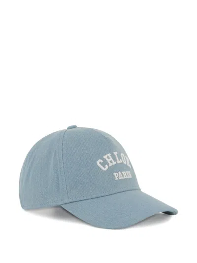 Chloé Kids' Logo-embroidered Cap In Blue