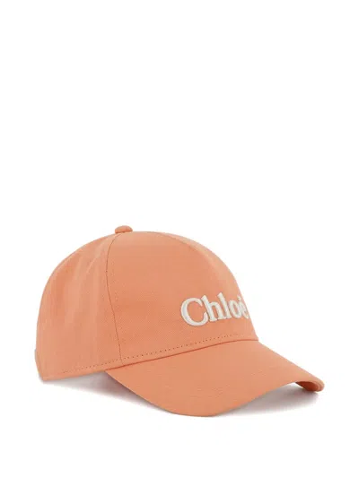 Chloé Kids' Logo-embroidered Cap In Brown