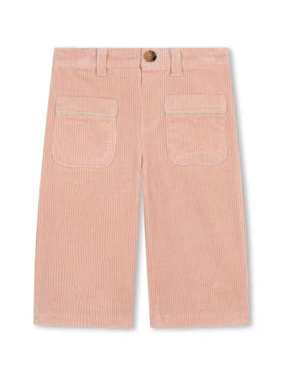 Chloé Babies' Logo-embroidered Corduroy Trousers In Pink
