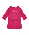 Chloé Logo-embroidered Cotton Dress In Pink