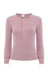 Chloé Logo-embroidered Cotton Henley In Pink