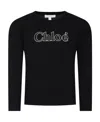 Chloé Logo-embroidered Cotton T-shirt In Black