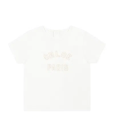 Chloé Logo-embroidered Cotton T-shirt In White
