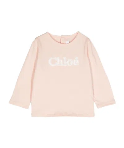 Chloé Logo-embroidered Cotton T-shirt In White