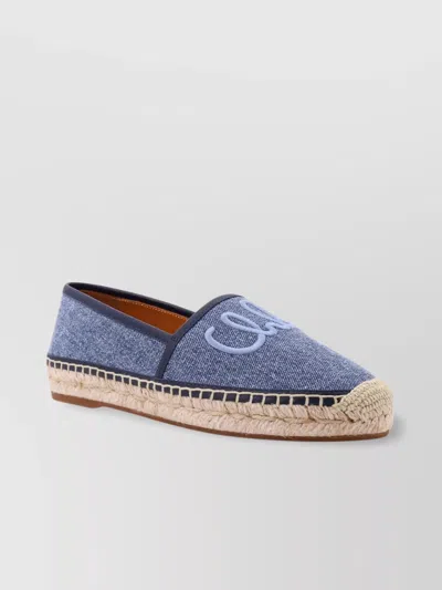 Chloé Logo Embroidered Denim Espadrilles