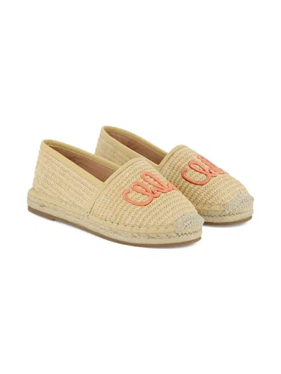 Chloé Kids' Logo-embroidered Espadrilles In Neutral