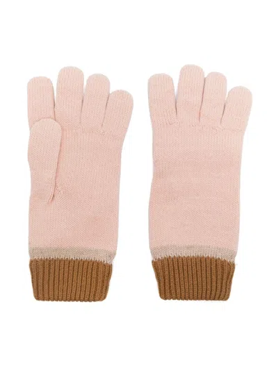 Chloé Logo-embroidered Gloves In 粉色