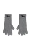 Chloé Logo-embroidered Gloves In Gray